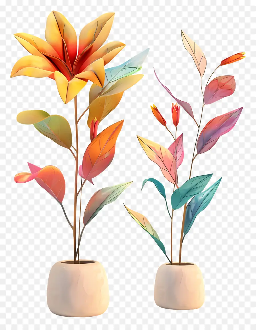 çiçek Bitkiler，Vazolar PNG