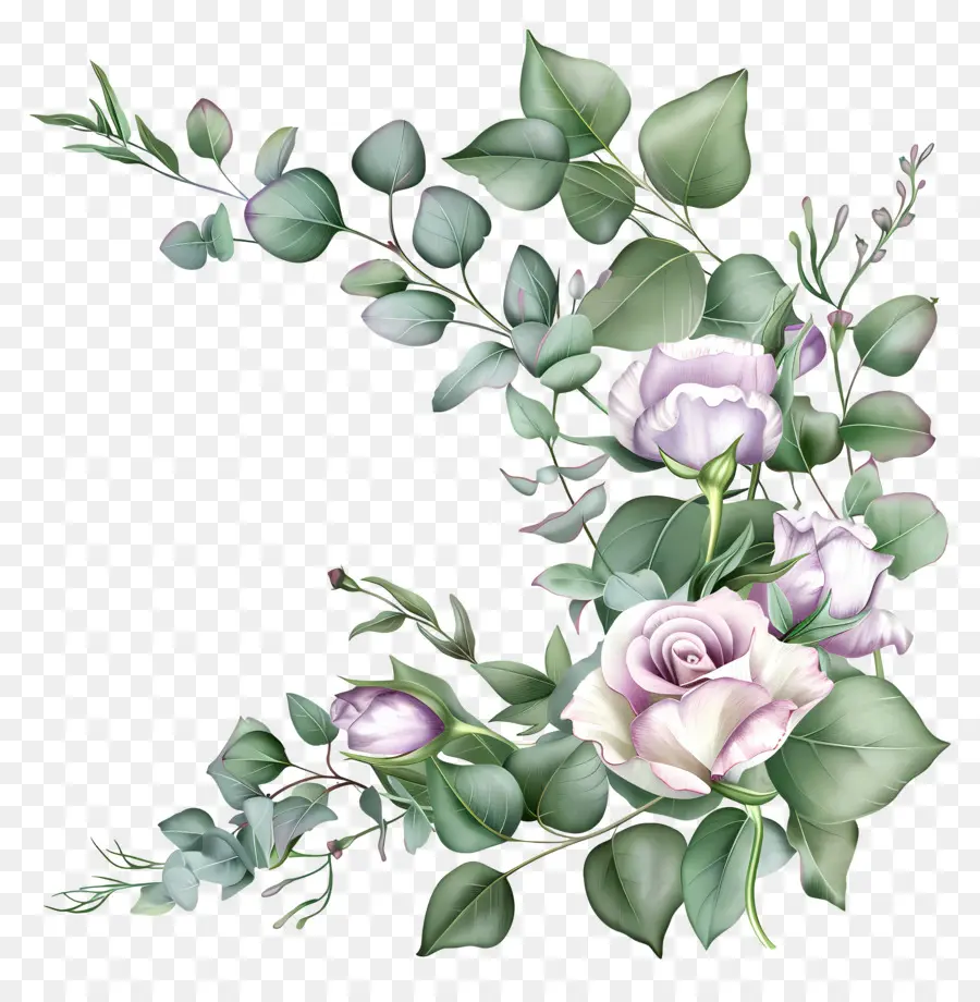 Eustoma Çiçekleri，Beyaz Güller PNG
