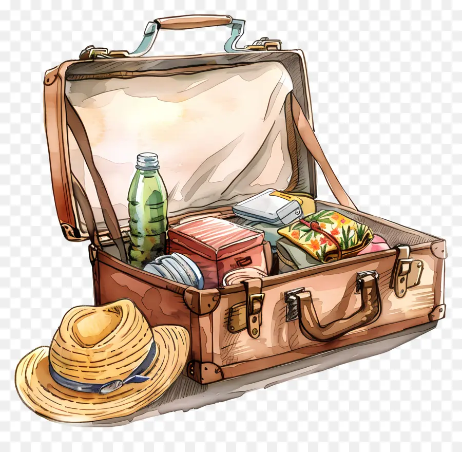 Seyahat öğeleri Ile Bavul，Seyahat Aksesuarları PNG