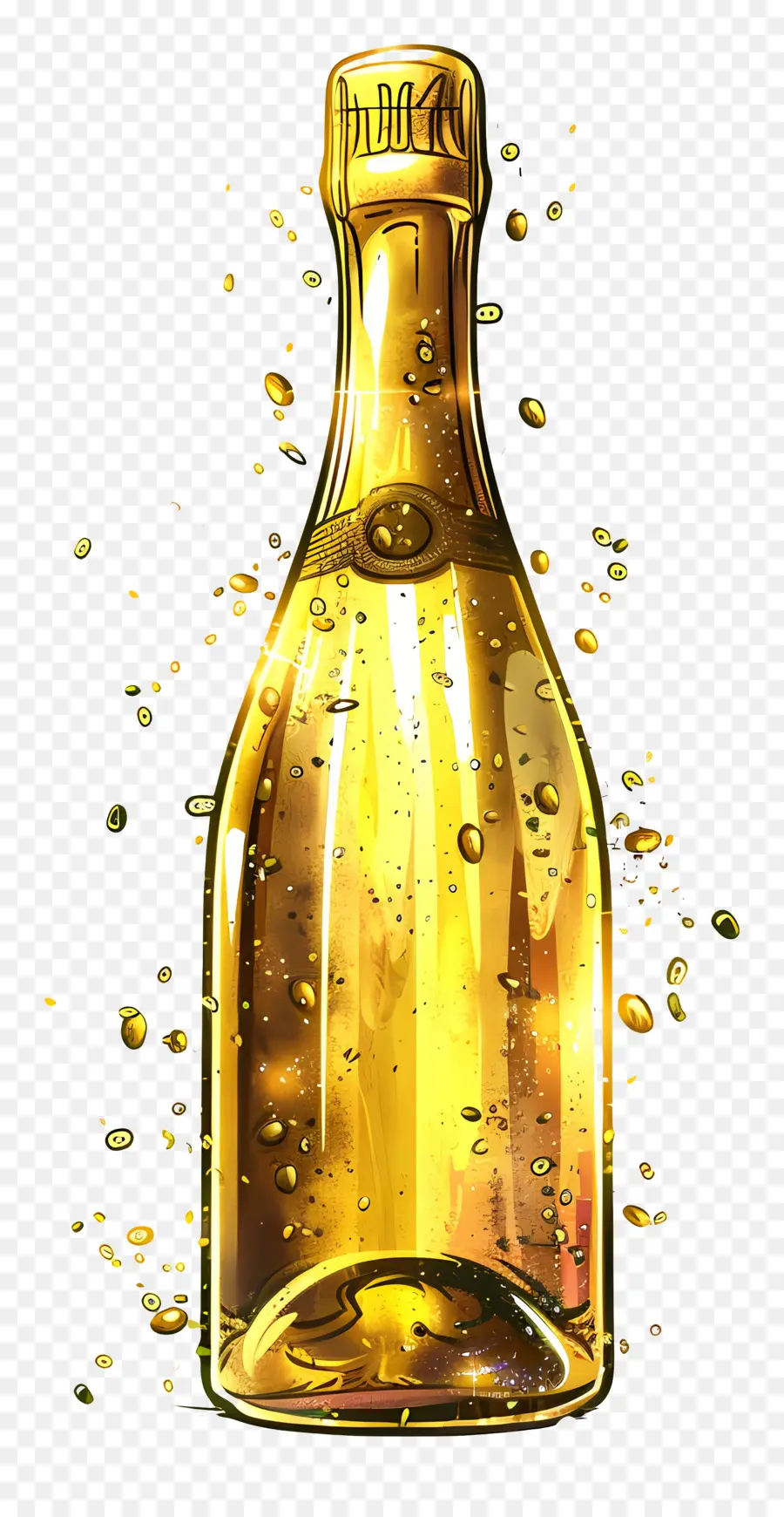 Altın Şampanya Şişesi，şampanya PNG