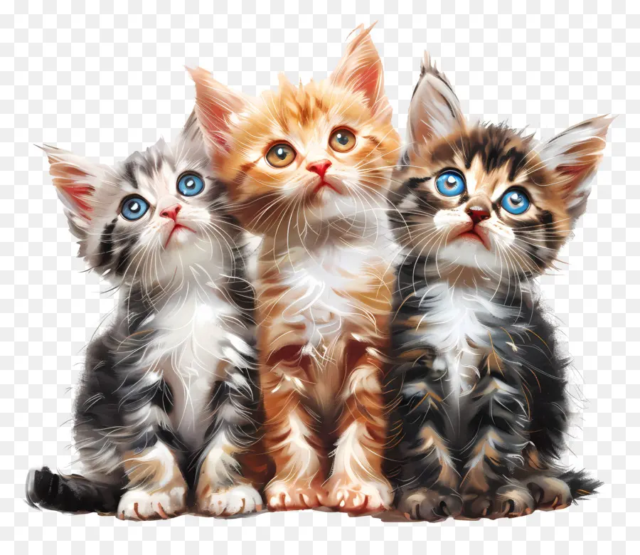 üç Küçük Yavru Kedi，Kediler PNG
