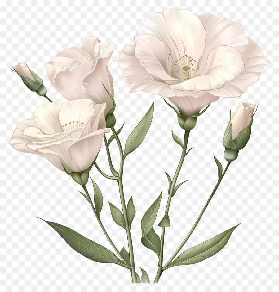 Lisianthus çiçeği，Beyaz Güller PNG