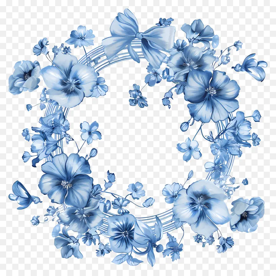 Mavi çiçek Yuvarlak çerçeve，Mavi çiçekler PNG