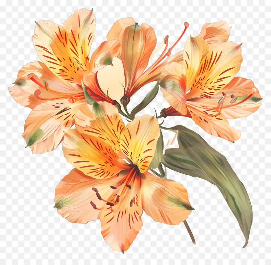 Alstroemeria çiçeği，Turuncu Zambak PNG