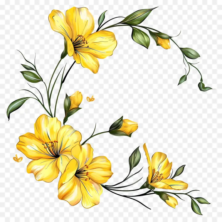Sarı çiçek，çiçek çelenk PNG
