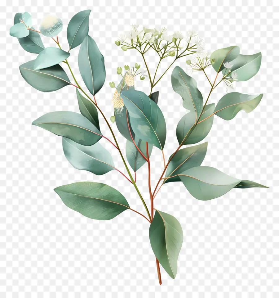 Okaliptüs çiçek，Ağaç Dalı PNG