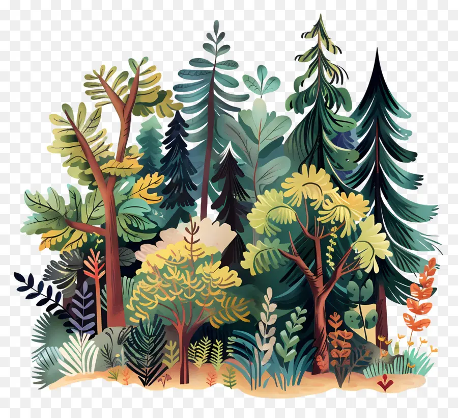 Orman Ağaçları，Yoğun Orman PNG