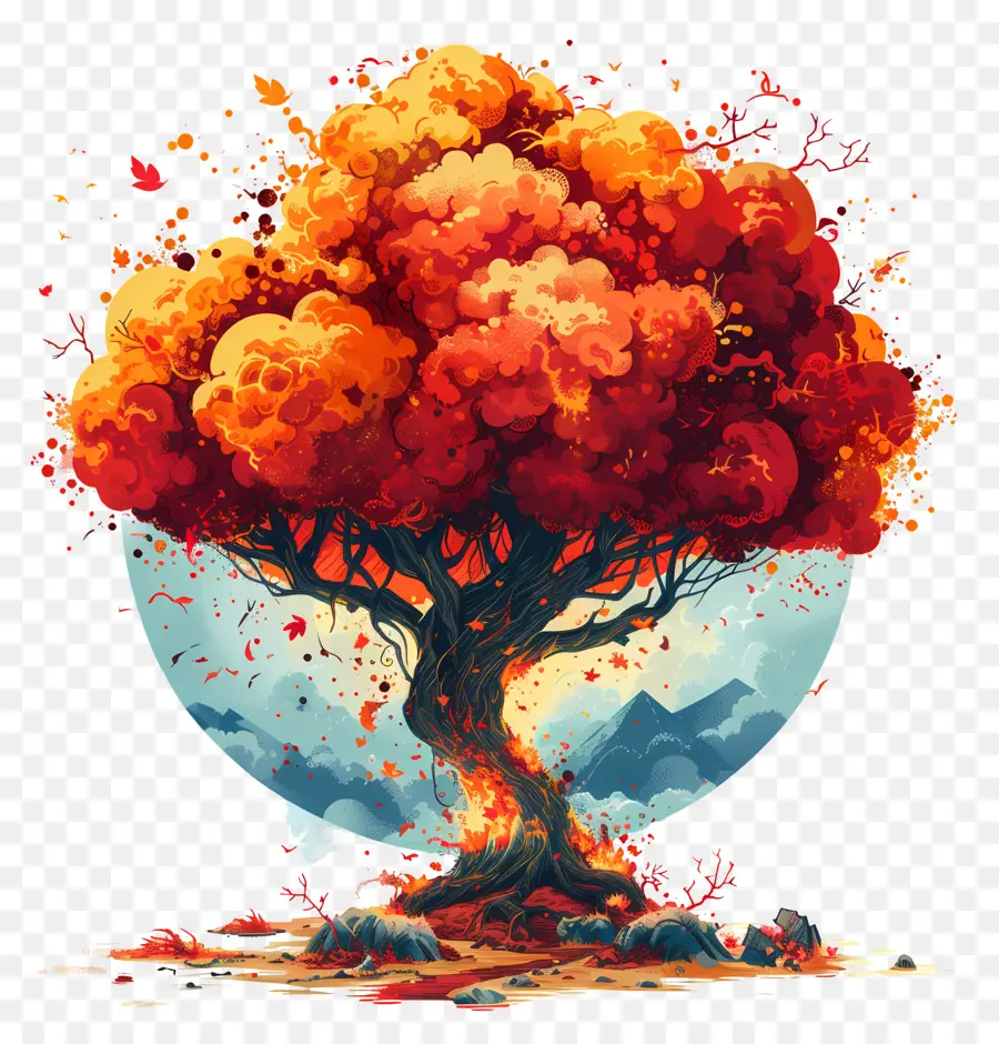 Nükleer Patlama，Alev Ağacı PNG