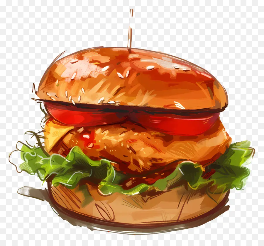 Tavuk Burger，Hamburger PNG