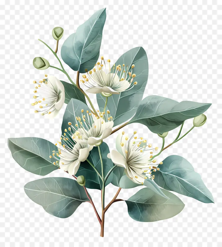Okaliptüs çiçek，Beyaz çiçek PNG