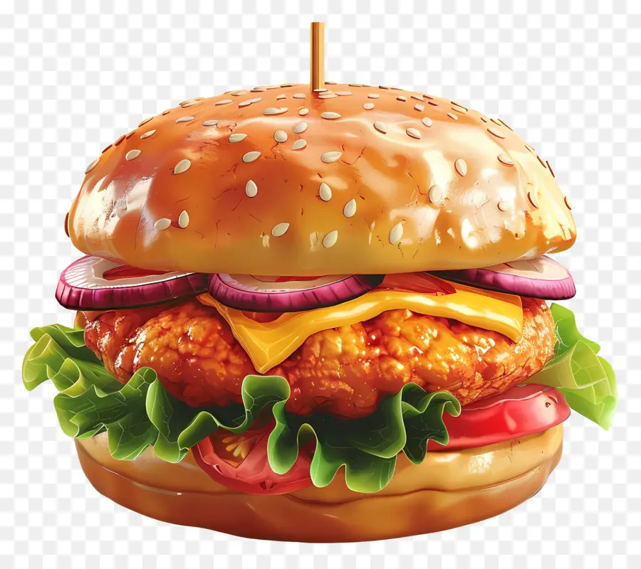 Tavuk Burger，Duble çizburger PNG