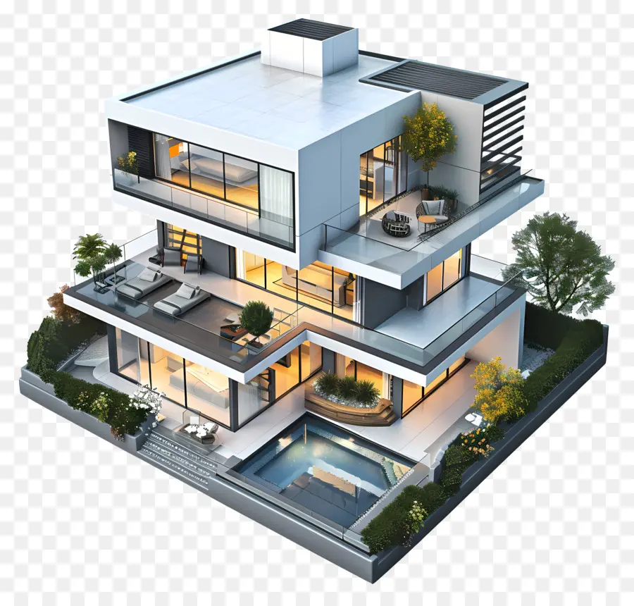 Modern Ev，Lüks Ev Tasarımı PNG
