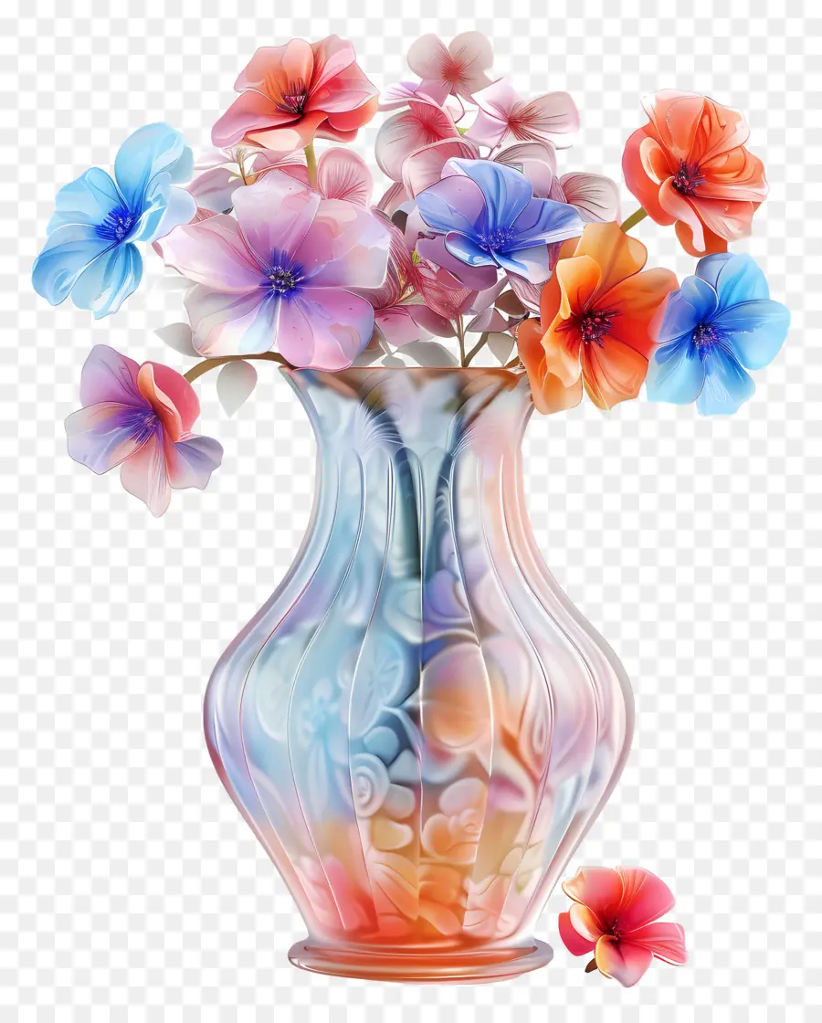 Çiçeklerle Vazo，Renkli çiçekler PNG