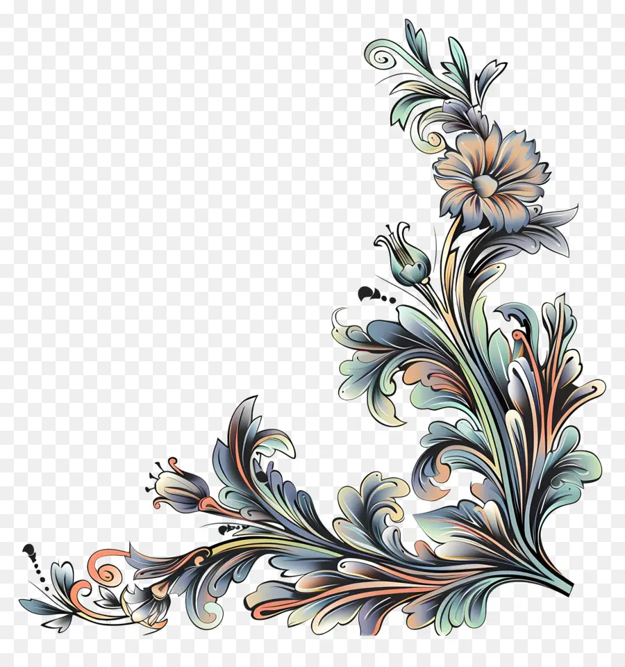 Sınır Yaprağı，çiçek Desenli PNG