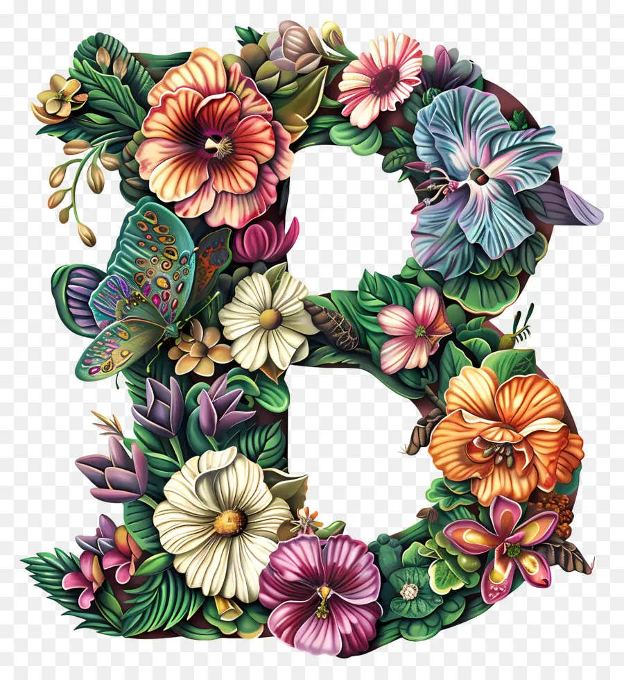 Mektup B，çiçek Alfabesi PNG