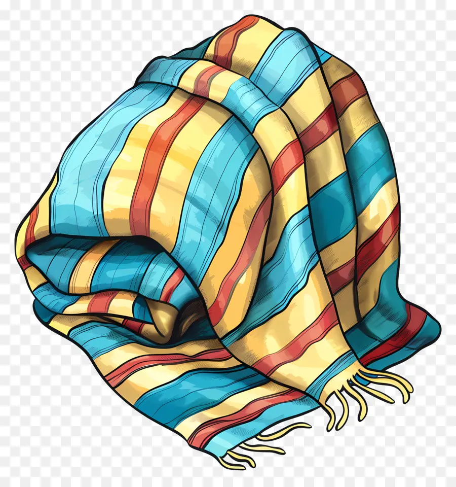 Battaniye，Mavi Ve Sarı çizgili Havlu PNG
