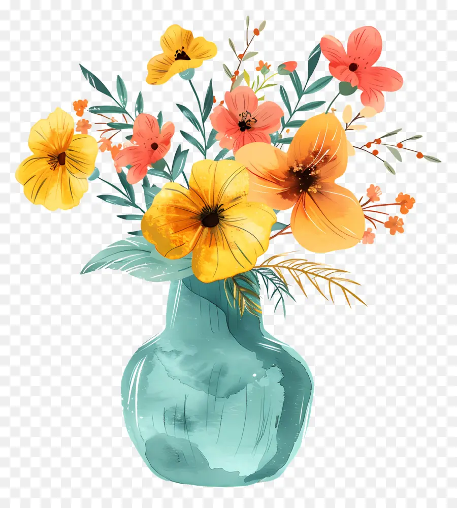 Çiçeklerle Vazo，çiçek PNG