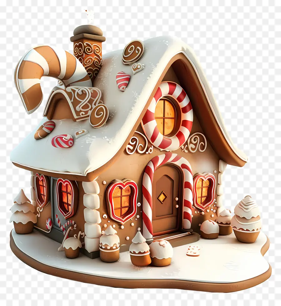Gingerbread Evi，şeker Kamışı PNG