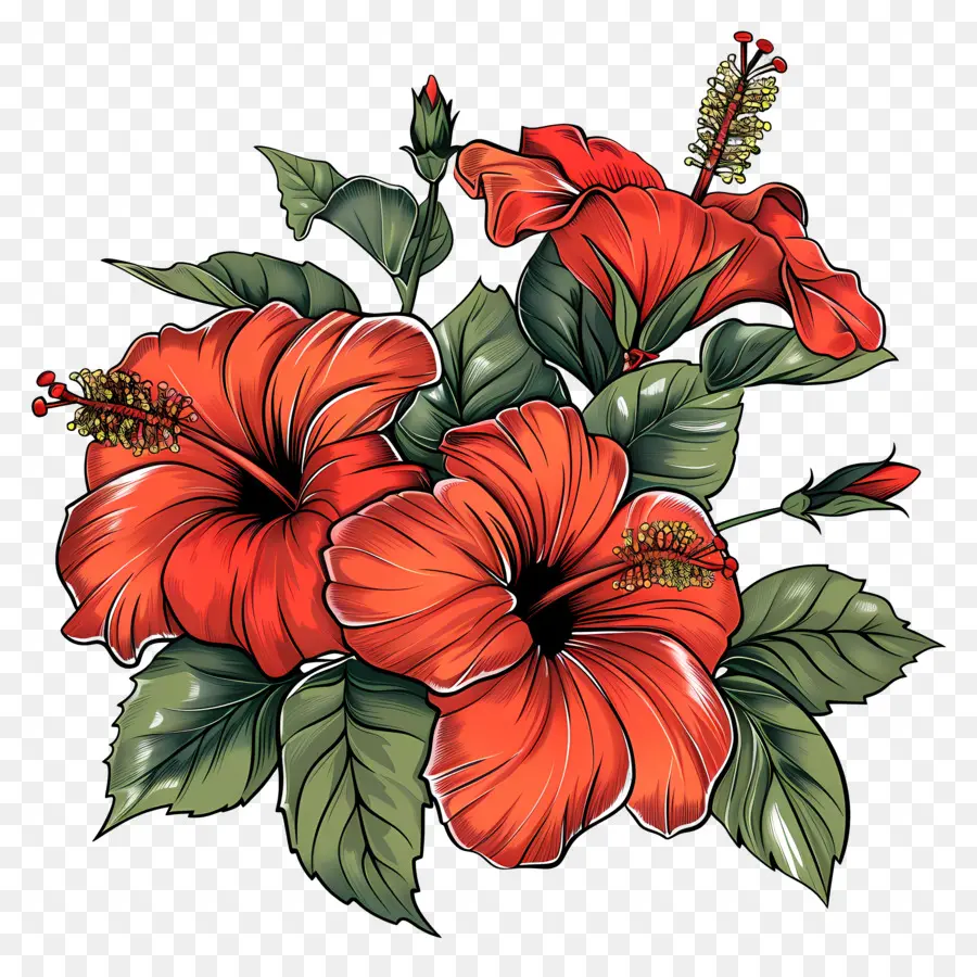 Moana Hibiscus，Vintage çiçek Buketi PNG