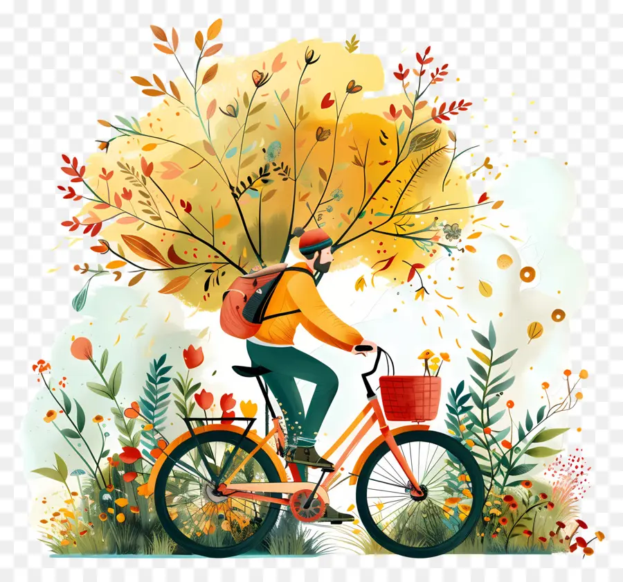 Dünya Bisiklet Günü，Suluboya Illüstrasyon PNG