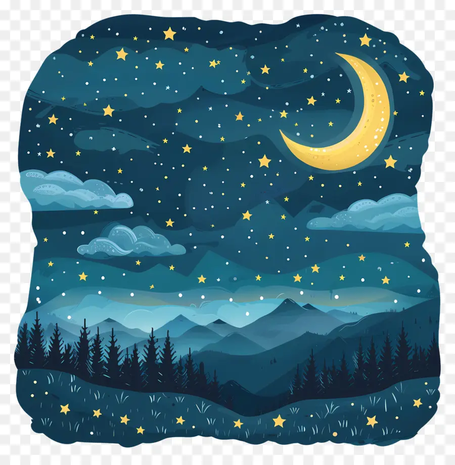 Gece Gökyüzü，Ay PNG