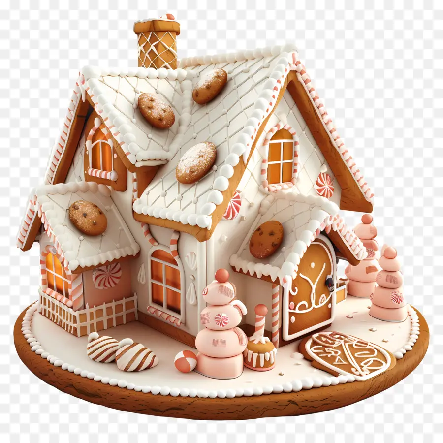 Gingerbread Evi，Buzlanma Süslemeleri PNG