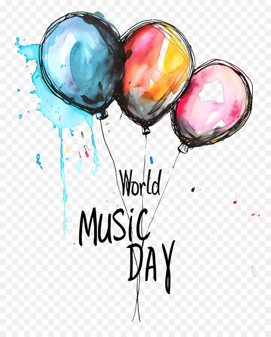 Dünya Müzik Günü，Renkli Balonlar PNG