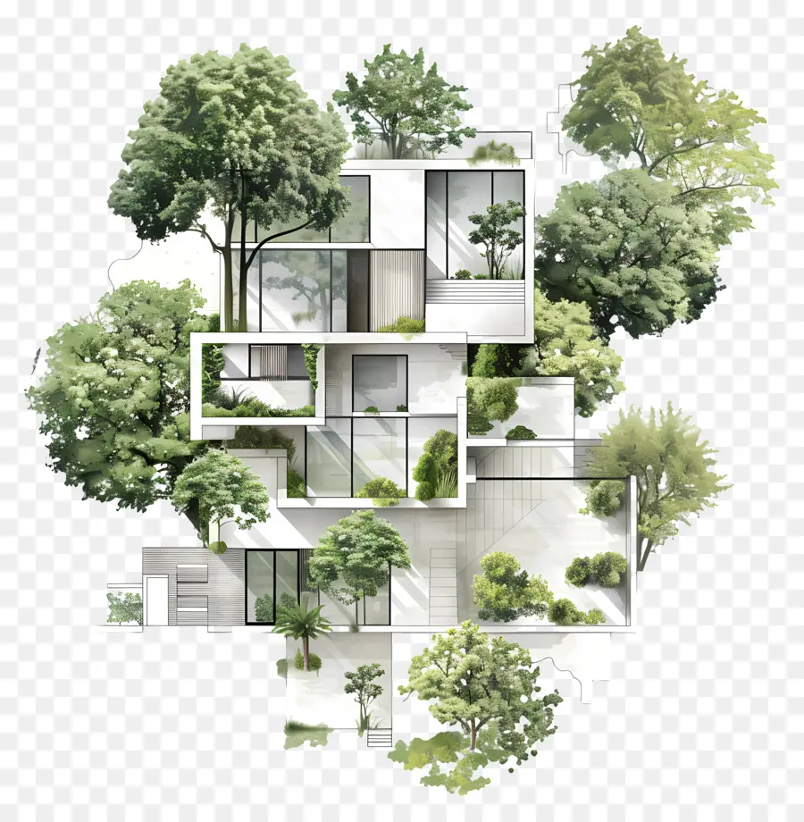 Mimarlık Ağacı Planı，Modern Ev PNG