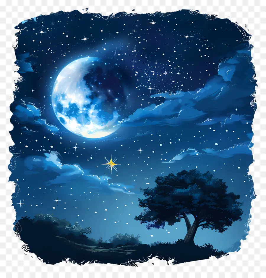Gece Gökyüzü，Ay PNG
