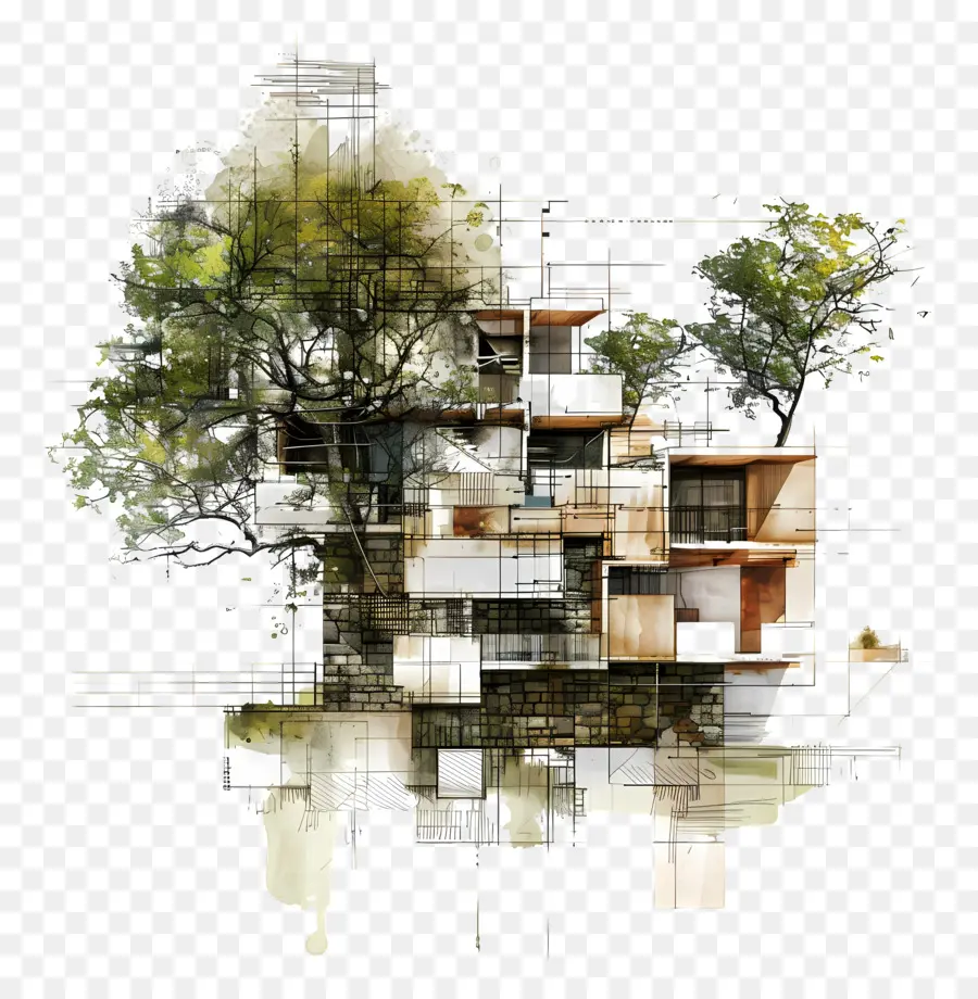 Mimarlık Ağacı Planı，Bina Tasarımı PNG