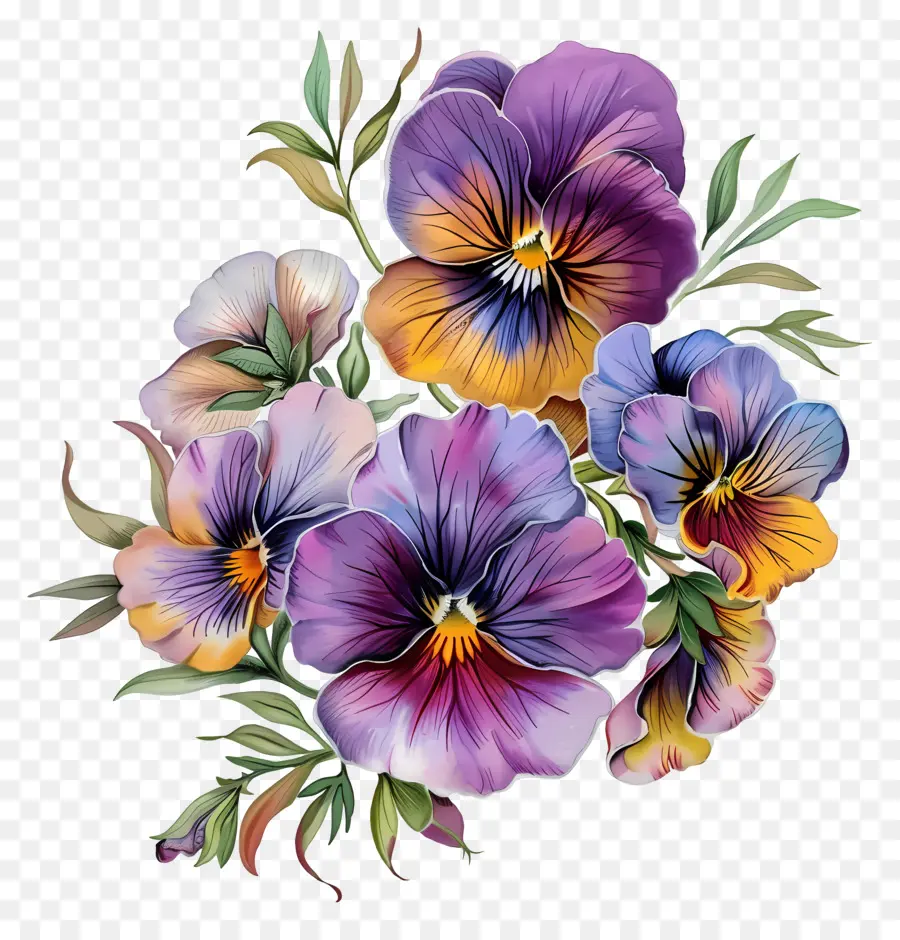 Pansies Çiçekler，Hercai Menekşeler PNG