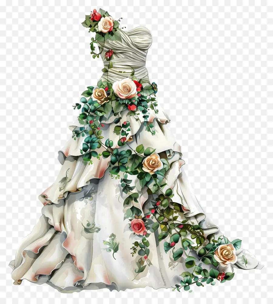 Beyaz Gelinlik，çiçekli Elbise PNG