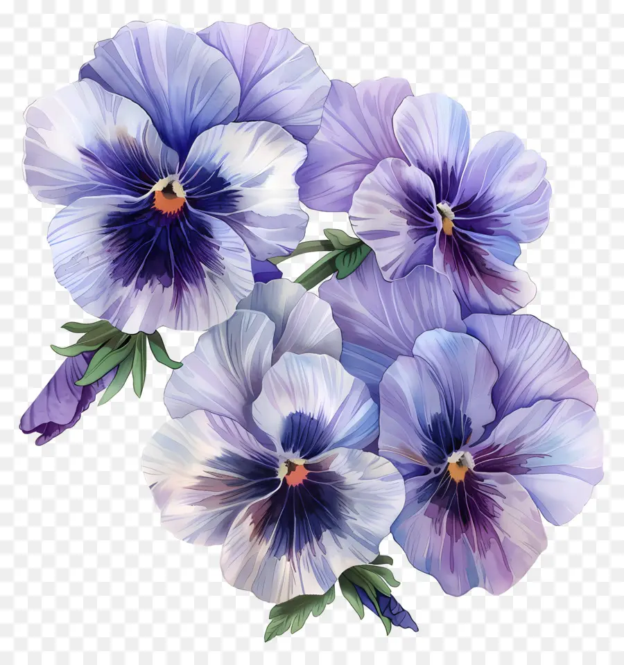 Pansies Çiçekler，Mor Milenler PNG