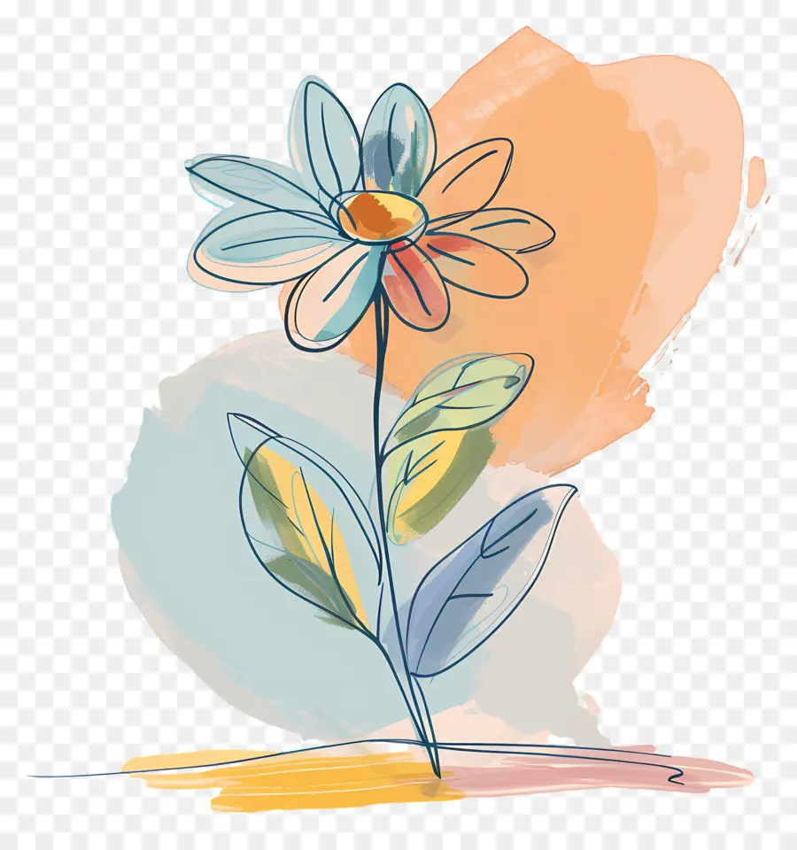 Doodle çiçek，Renkli çiçek PNG