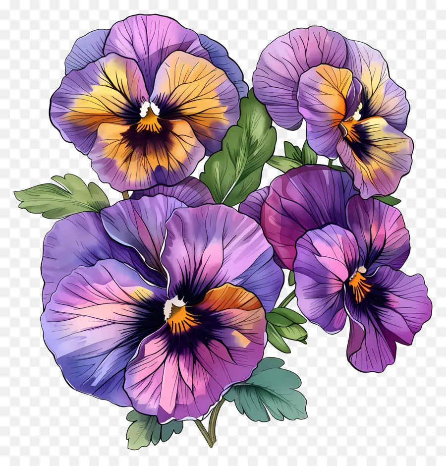 Pansies Çiçekler，Mor Milenler PNG