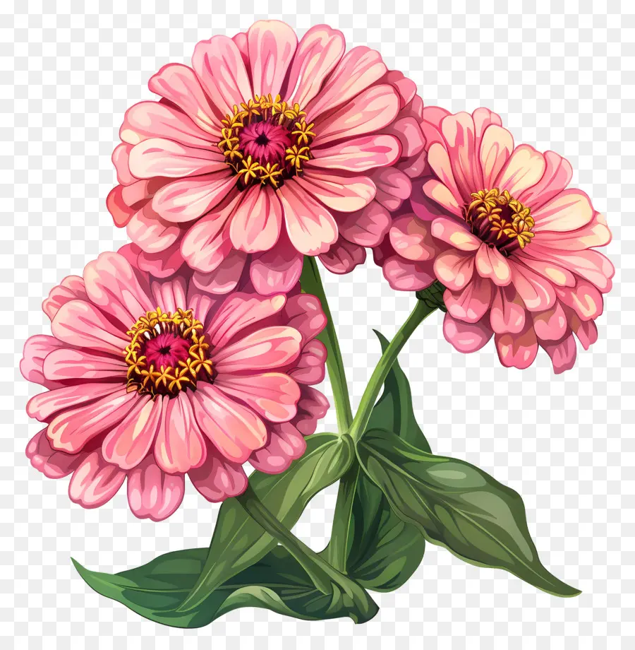 Pembe Zinnias，Pembe çiçekler PNG