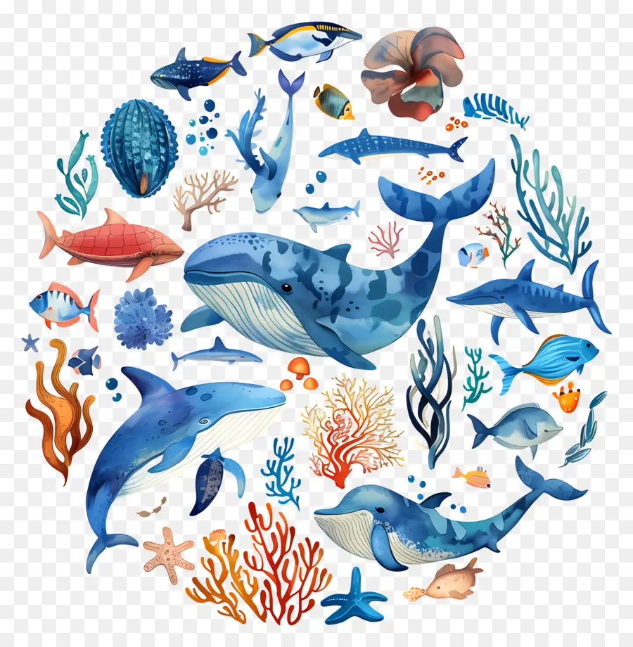 Dünya Okyanus Günü，Deniz Hayvanları PNG