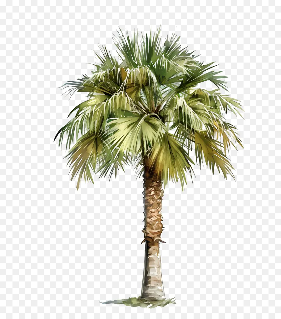 Suluboya Ağacı Planı，Palmiye Ağacı Boyama PNG