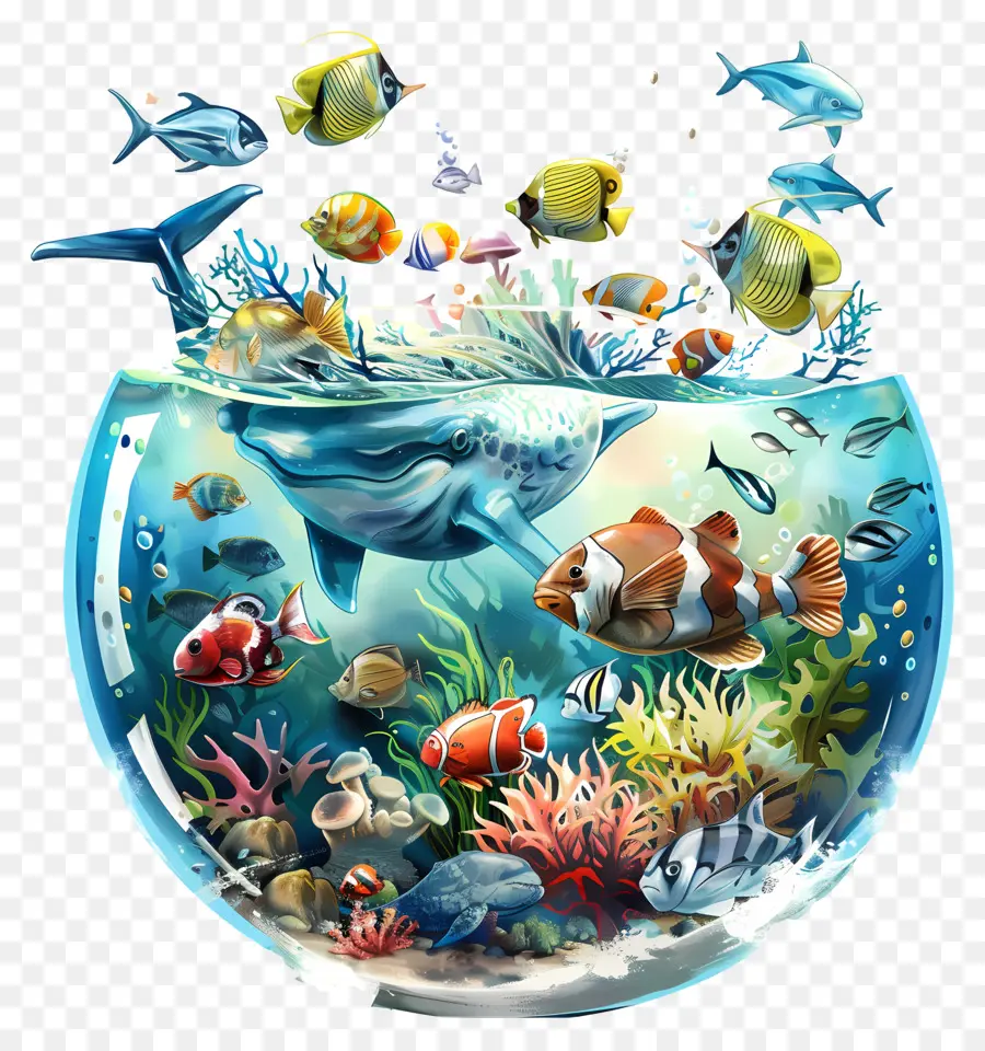 Dünya Okyanus Günü，Balık Kase PNG