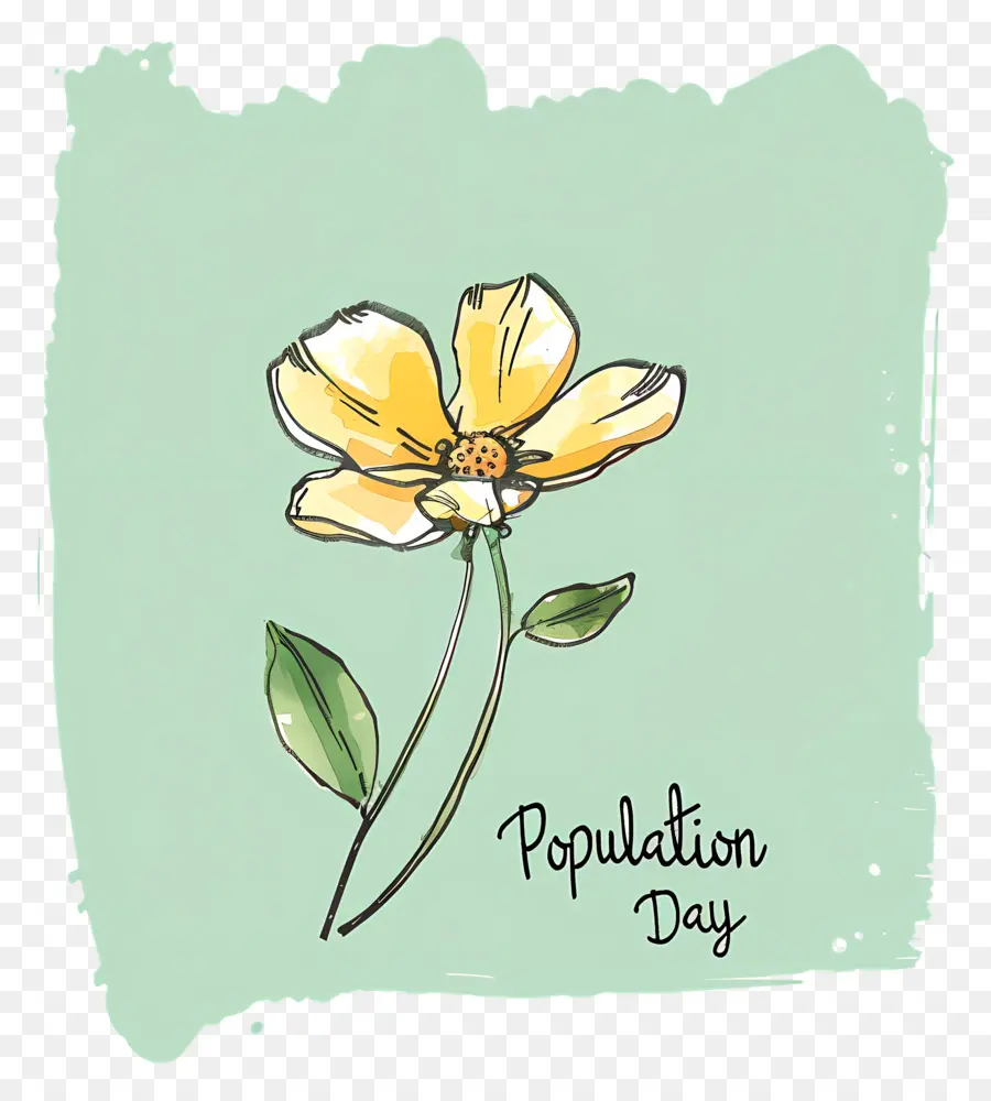 Dünya Nüfus Günü，Sarı çiçek PNG
