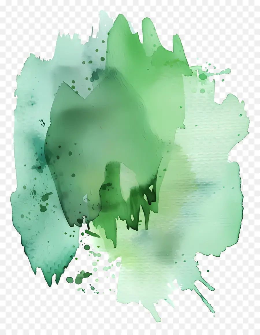 Yeşil Suluboya Sıçraması，Suluboya Resim PNG