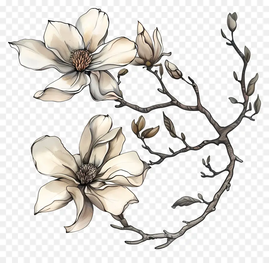 Manolya çiçekler，Beyaz çiçekler PNG