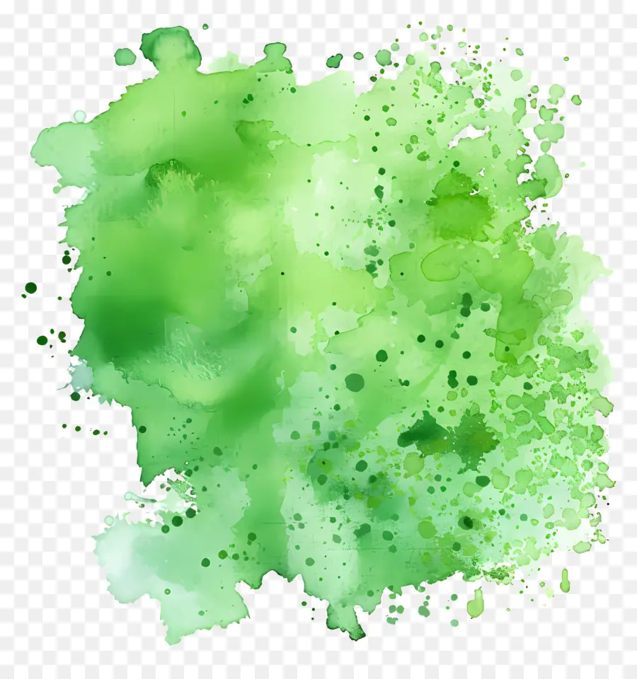 Yeşil Suluboya Sıçraması，Suluboya Resim PNG