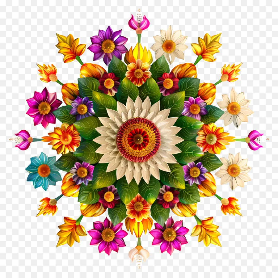 Onam Athapoura，Renkli çiçekler PNG
