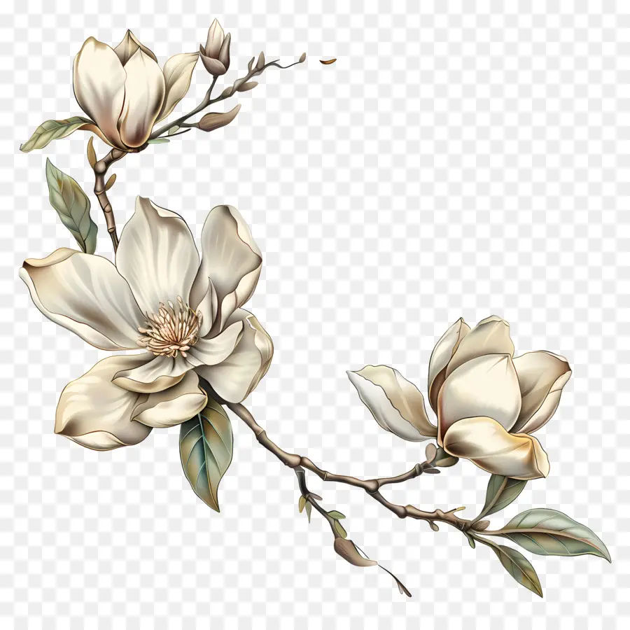 Manolya çiçekler，Beyaz çiçek PNG