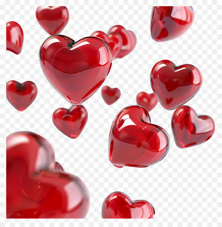 Yüzen Kalpler，Kırmızı Kalpler PNG