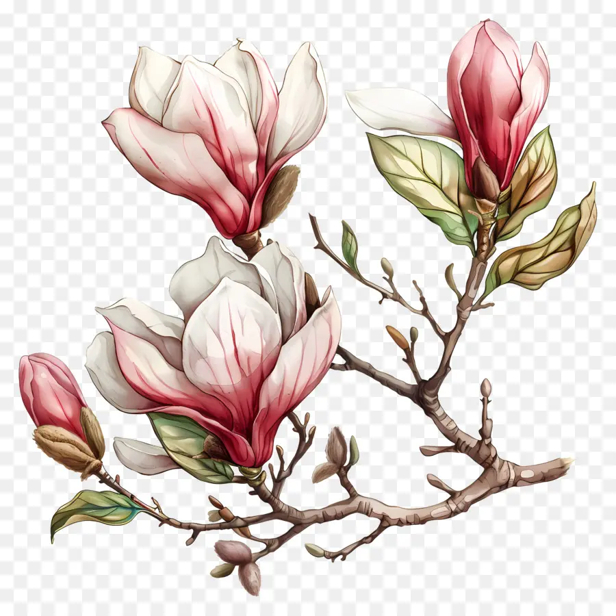 Manolya çiçekler，Beyaz Manolya çiçekleri PNG
