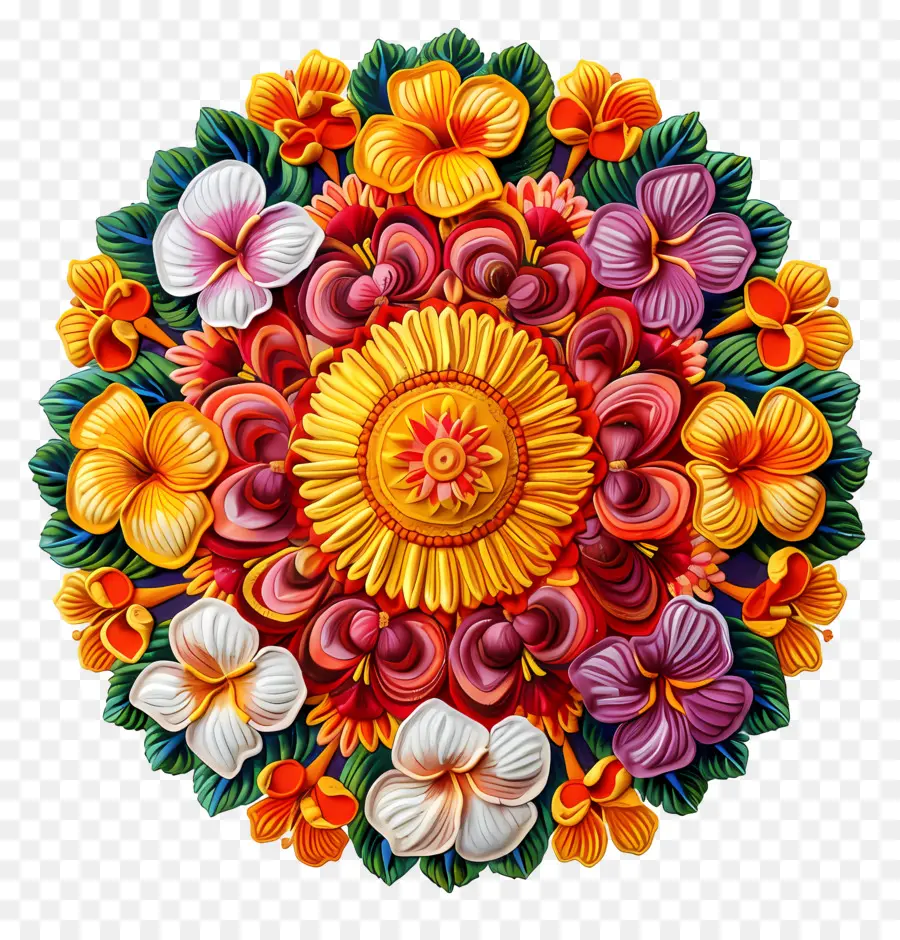 Onam Pookalam，çiçek Aranjmanı PNG