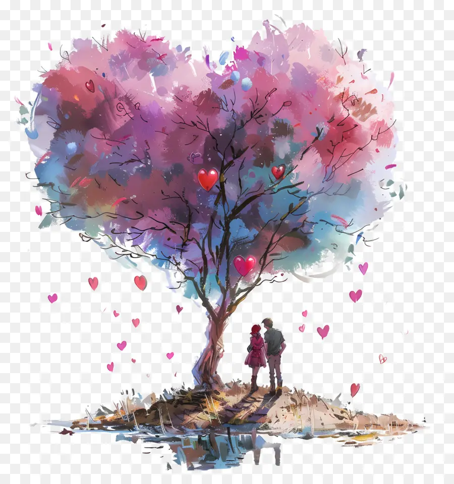 Aşk Tasarım，Kalp Ağaç şekilli PNG