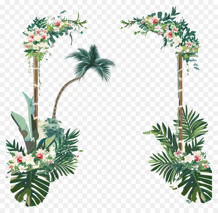 Plaj Düğün，Tropikal Bitkiler PNG